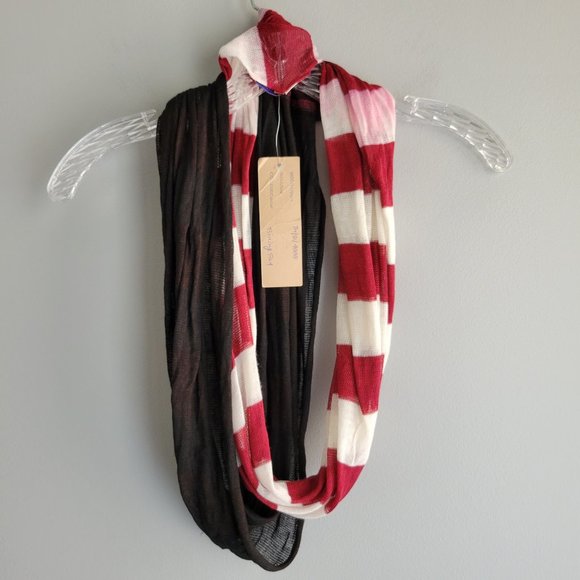Chan Luu Accessories - Chan Luu Infinity Scarf: Black white and red